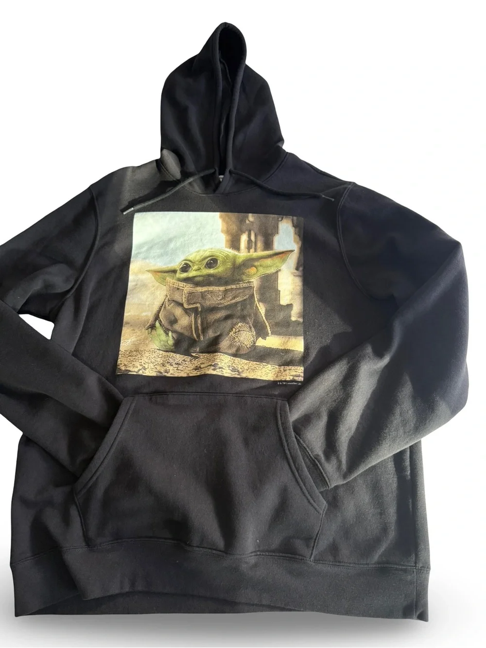 Old Navy Star Wars The Mandalorian Grogu Graphic Hoodie Black Pullover XL